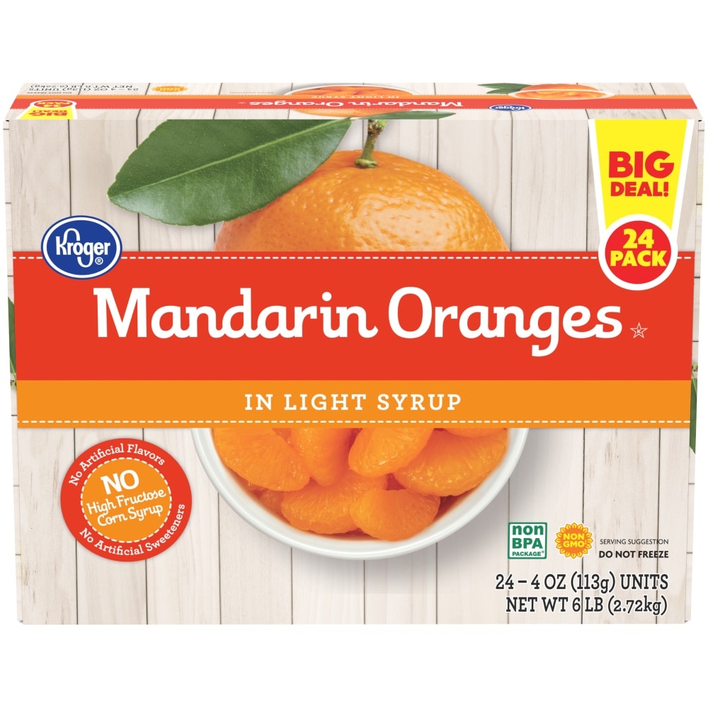 slide 1 of 1, Kroger Mandarin Orange Fruit Cups, 24 ct; 4 oz