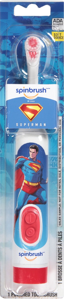 slide 10 of 11, Spinbrush Superman Battery Powered Electric Toothbrush for Children Ages 3+ with AA Battery, Soft Head Bristles, 1 ct