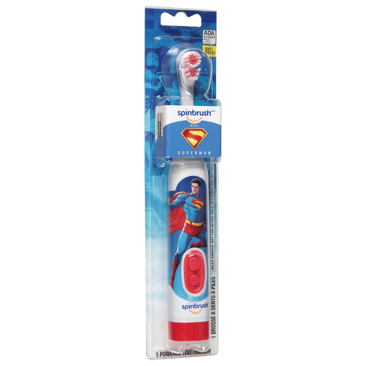 slide 11 of 11, Spinbrush Superman Battery Powered Electric Toothbrush for Children Ages 3+ with AA Battery, Soft Head Bristles, 1 ct