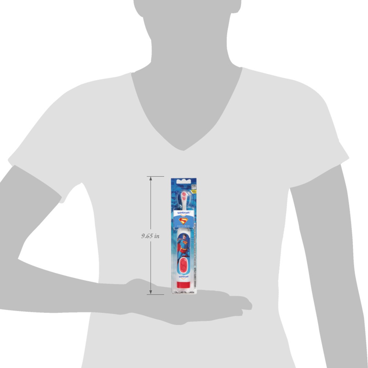 slide 2 of 11, Spinbrush Superman Battery Powered Electric Toothbrush for Children Ages 3+ with AA Battery, Soft Head Bristles, 1 ct