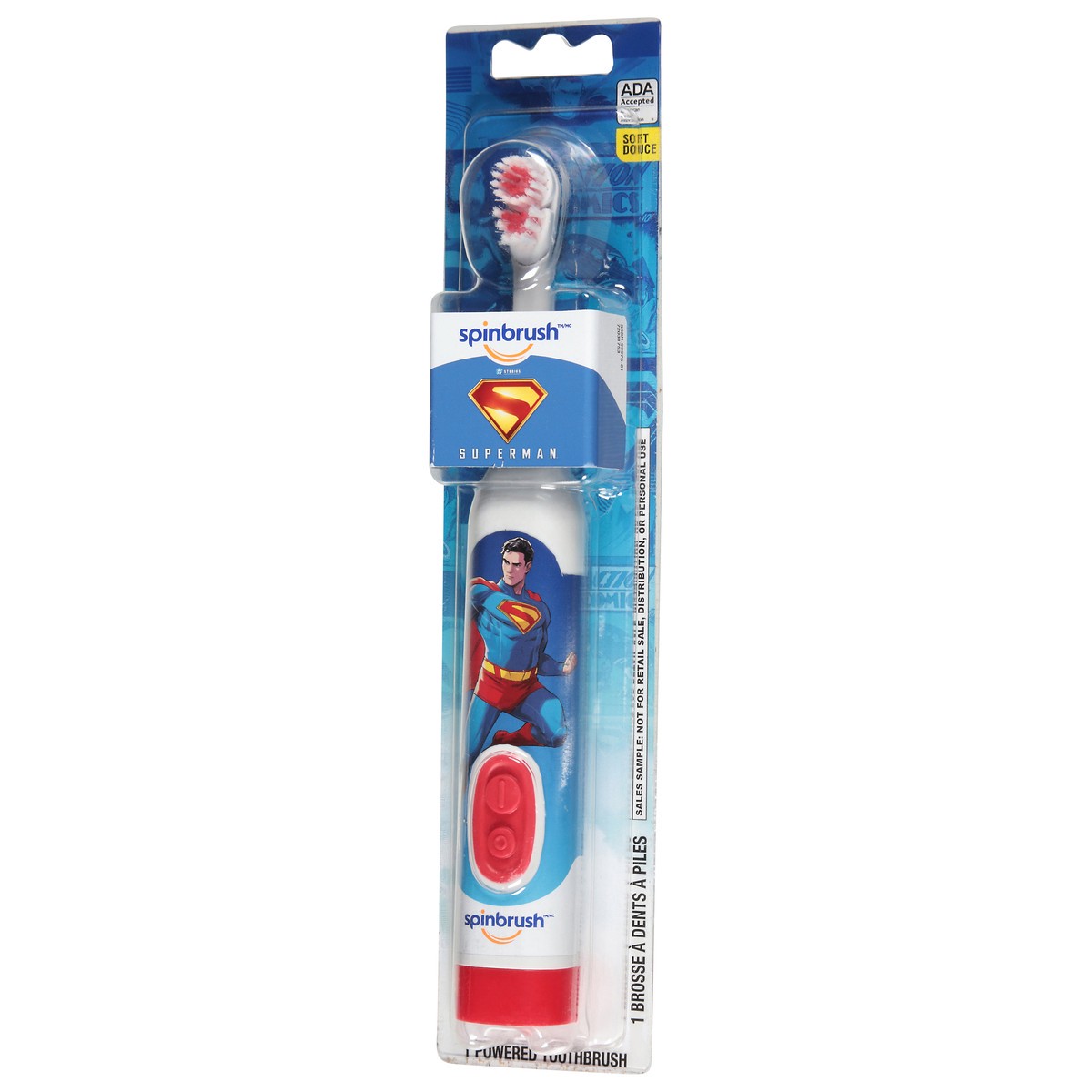 slide 8 of 11, Spinbrush Superman Battery Powered Electric Toothbrush for Children Ages 3+ with AA Battery, Soft Head Bristles, 1 ct
