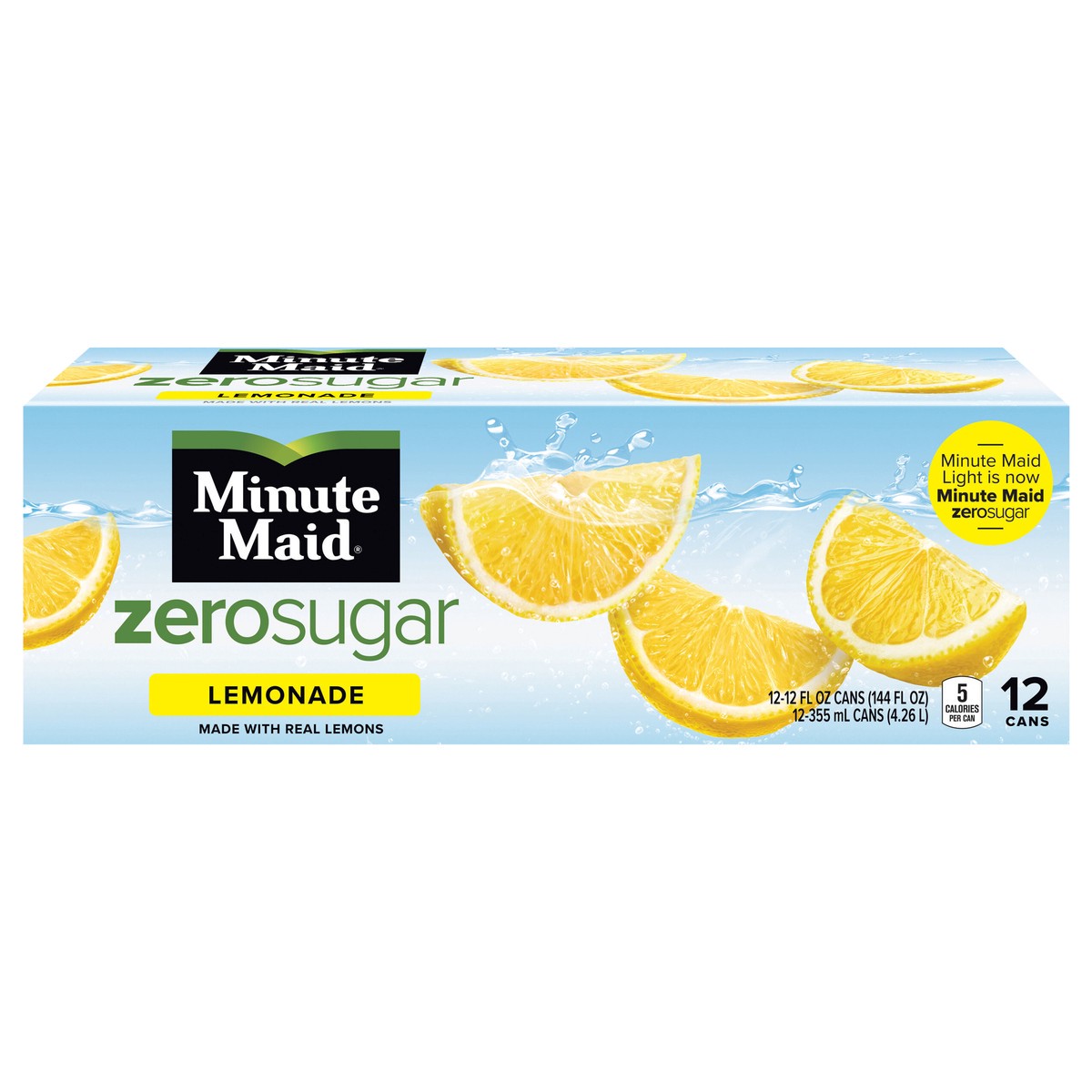 slide 1 of 5, Minute Maid Zero Sugar Lemonade Fridge Pack Cans, 12 fl oz, 12 Pack, 12 ct; 12 oz