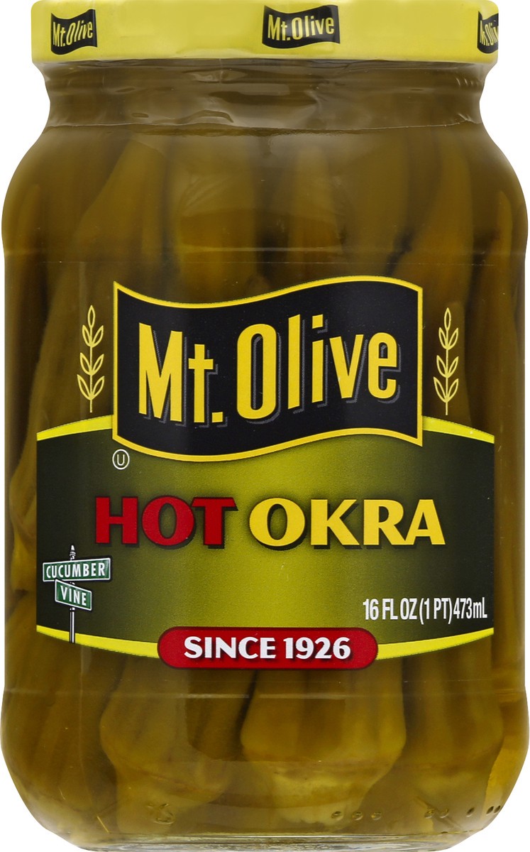 slide 2 of 10, Mt. Olive Hot Okra, 16 oz