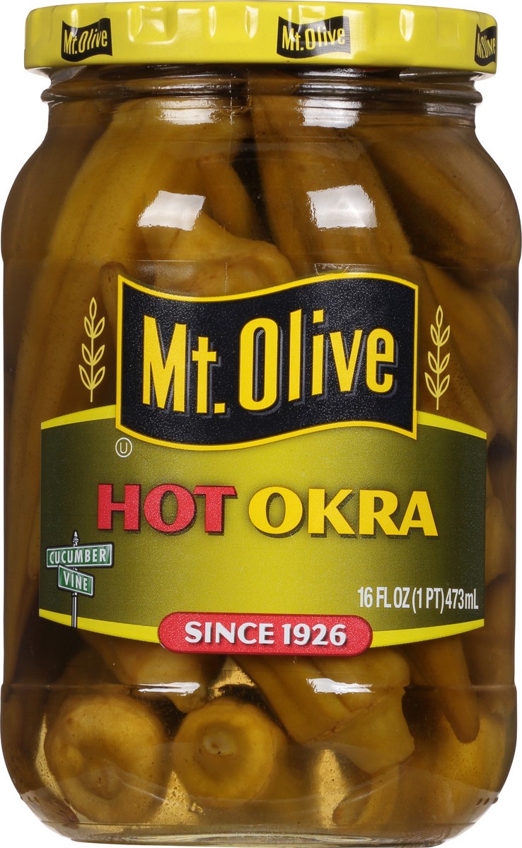 slide 1 of 10, Mt. Olive Hot Okra, 16 oz