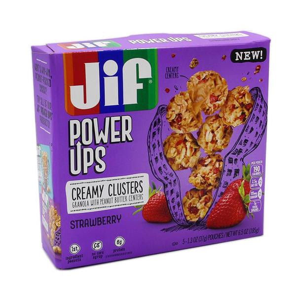 slide 1 of 4, Jif Power Ups Creamy Clusters Granola With Peanut Butter Centers Strawberry Flavored, 5 ct; 1.3 oz