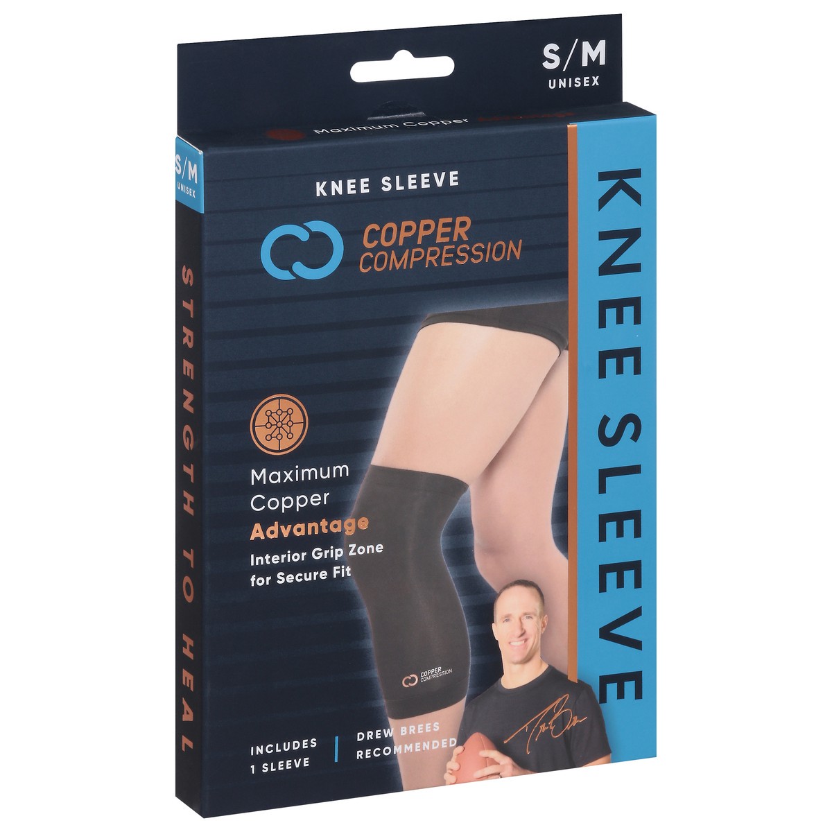 slide 8 of 11, Copper Compression Unisex Knee Sleeve S/M 1 ea, 1 ct