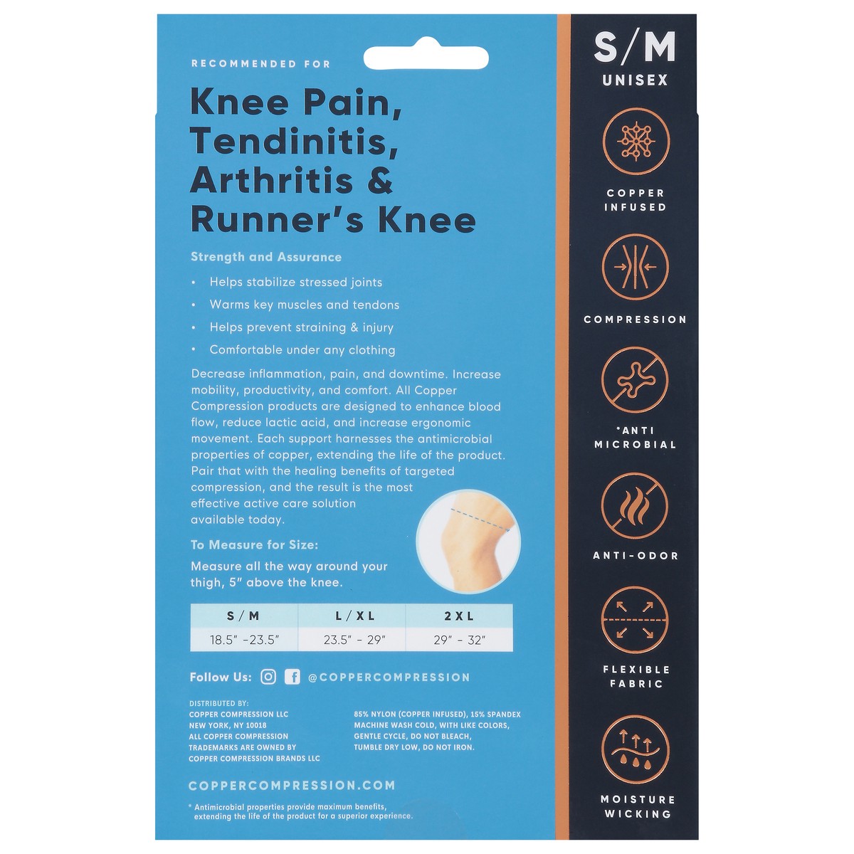 slide 4 of 11, Copper Compression Unisex Knee Sleeve S/M 1 ea, 1 ct