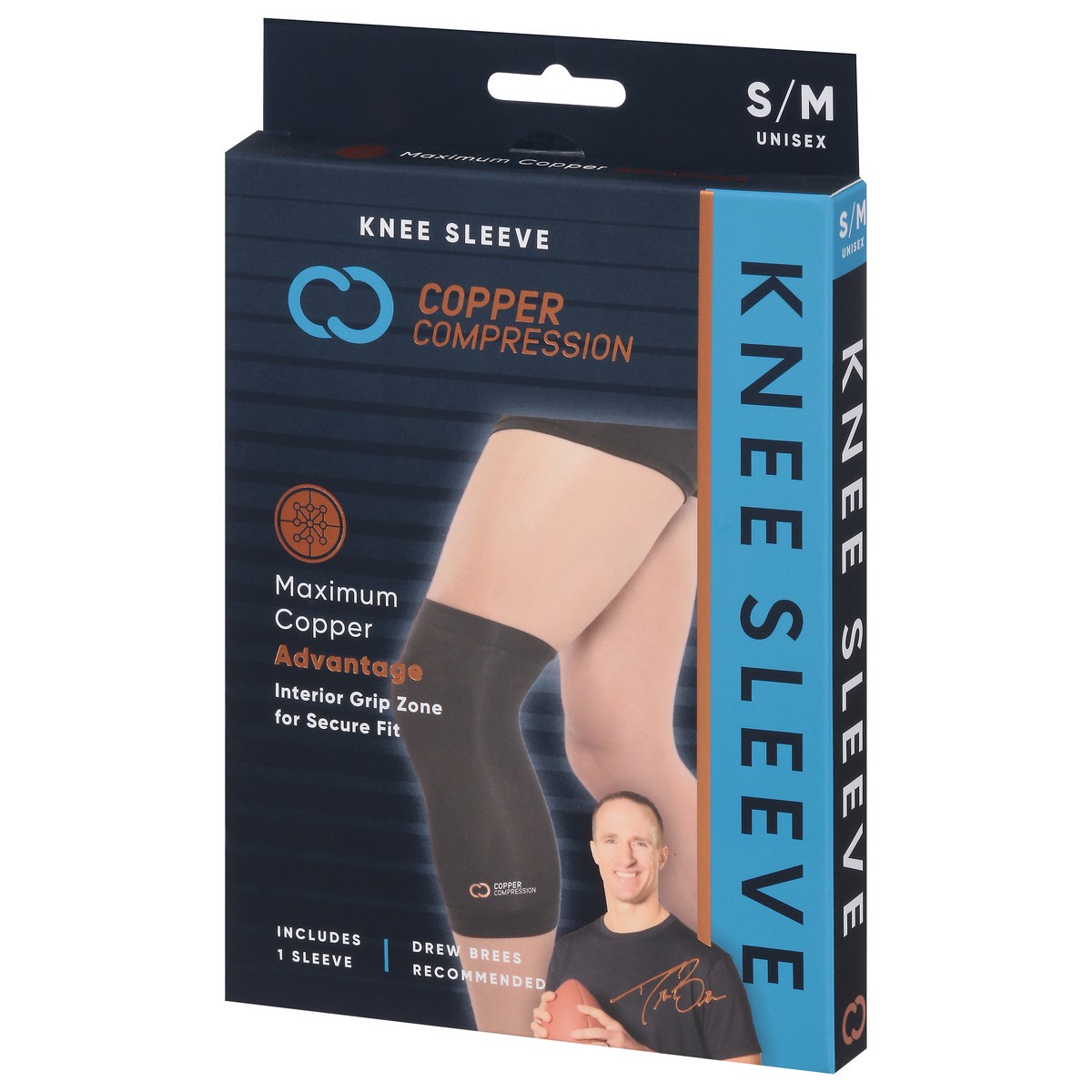 slide 11 of 11, Copper Compression Unisex Knee Sleeve S/M 1 ea, 1 ct