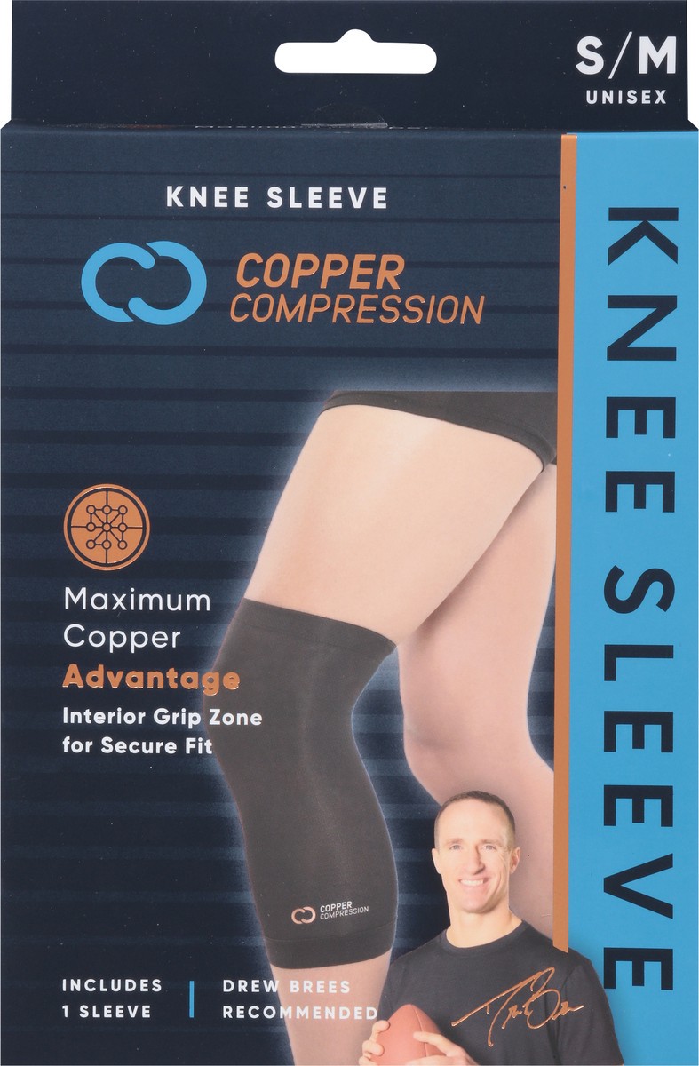 slide 10 of 11, Copper Compression Unisex Knee Sleeve S/M 1 ea, 1 ct