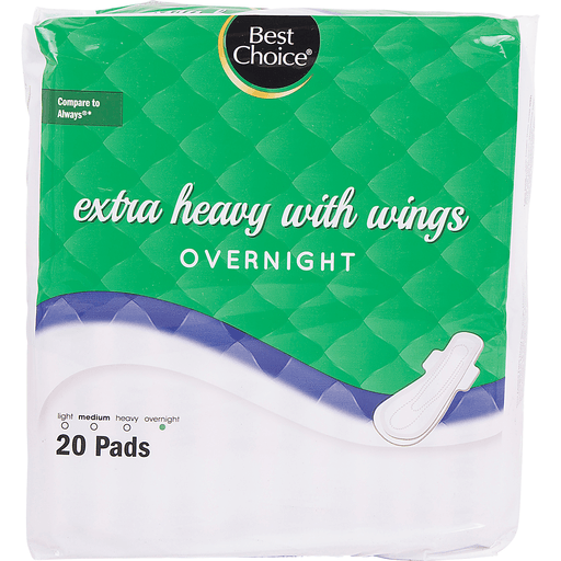 slide 1 of 1, Best Choice Overnight Extra Heavy Maxi Pad, 20 ct