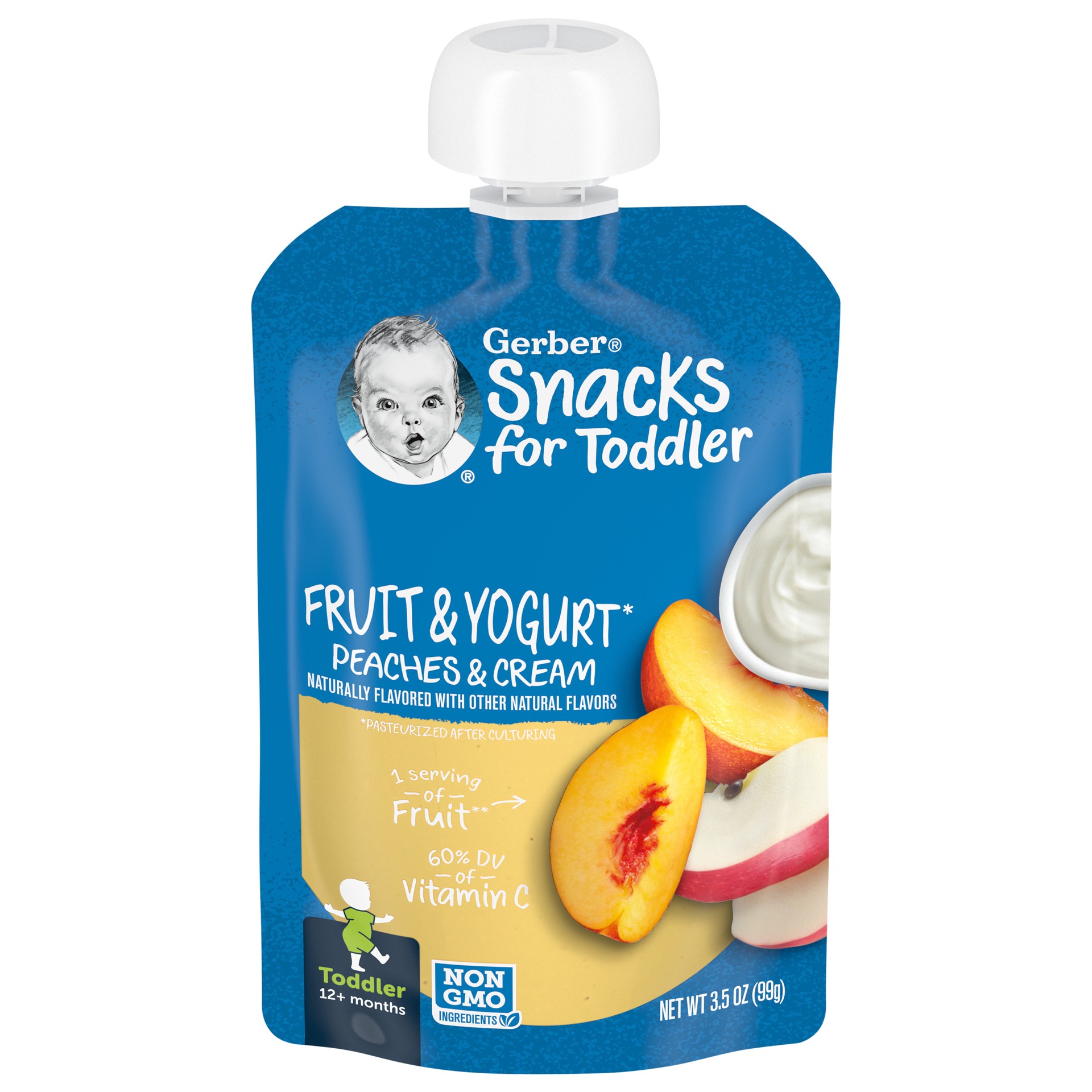slide 1 of 5, Gerber Toddler Food Fruit & Yogurt Peaches & Cream, 3.5 oz