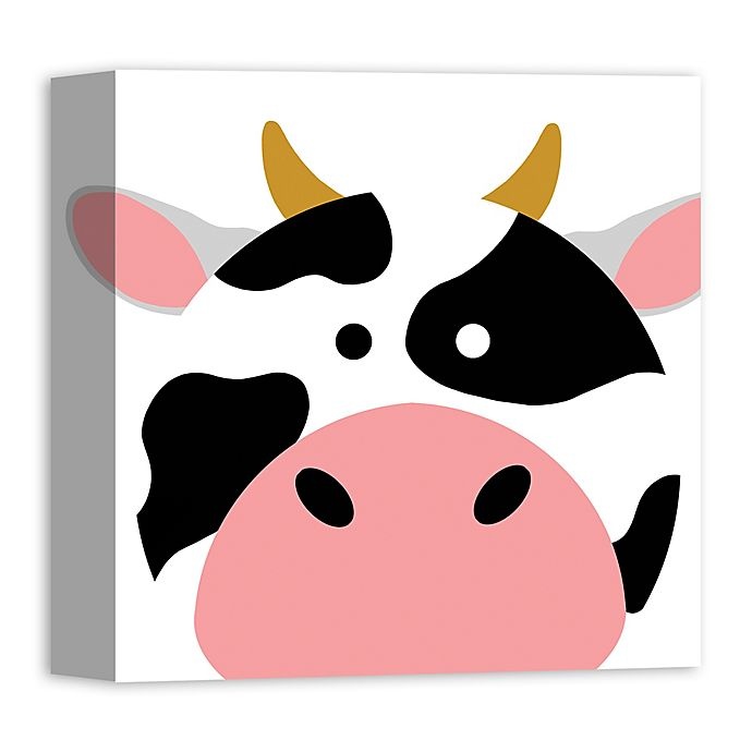 slide 1 of 4, Designs Direct Cow Face Friend Square Canvas Wall Art, 12 in