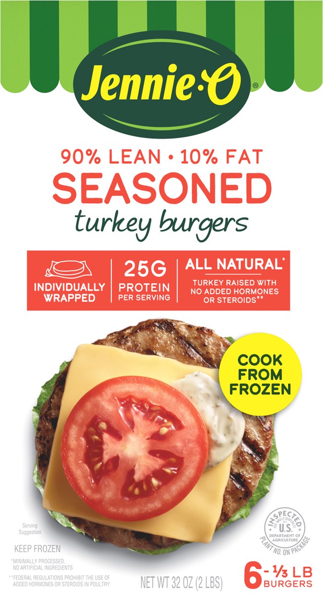 slide 6 of 6, JENNIE-O Frozen Turkey Burger Seasoned, 6 ct