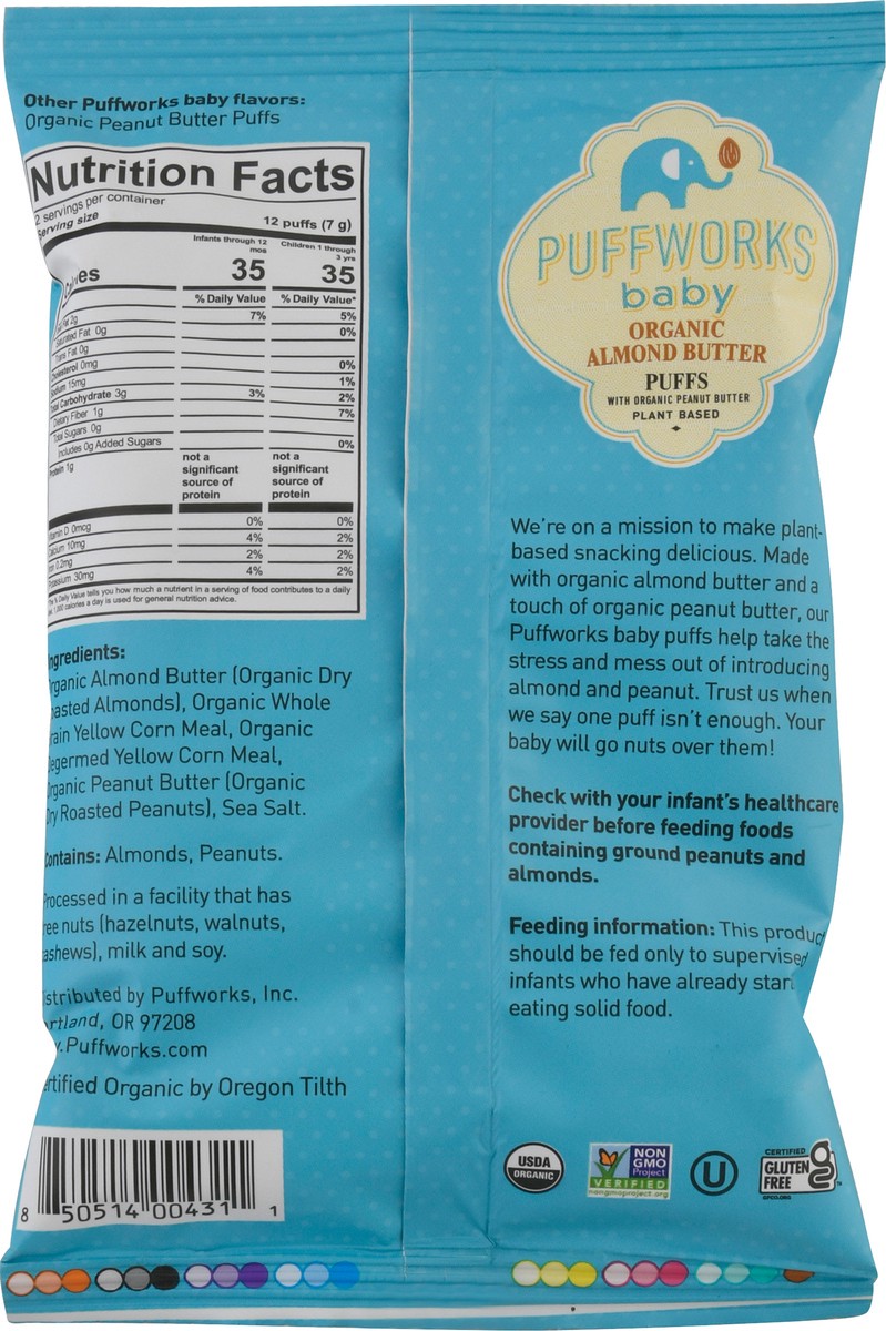 slide 5 of 9, Puffworks Baby Organic Almond Butter Puffs 0.5 oz, 0.5 oz