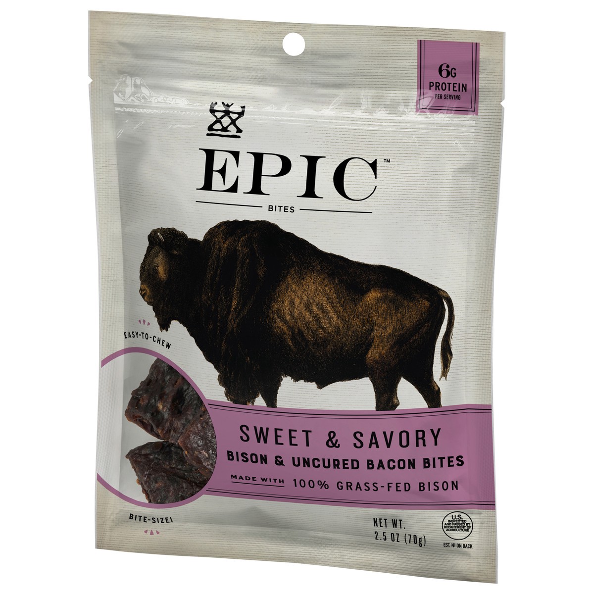 slide 8 of 9, Epic Sweet & Savory Bison & Uncured Bacon Jerky Bites, 2.5 oz