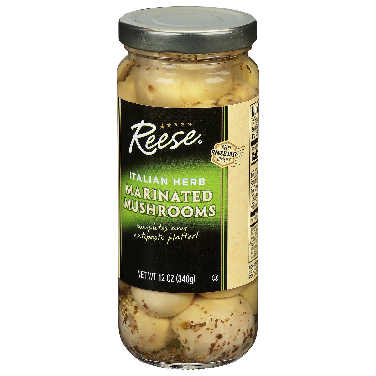 slide 2 of 11, Reese Italian Herb Marinated Mushrooms 12 oz, 12 oz