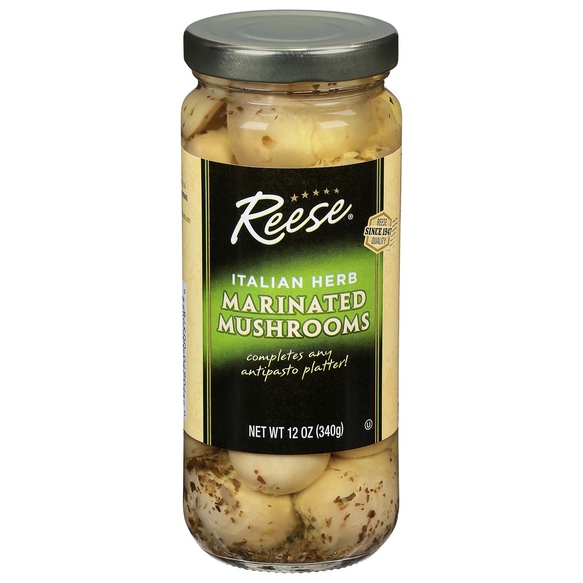 slide 8 of 11, Reese Italian Herb Marinated Mushrooms 12 oz, 12 oz