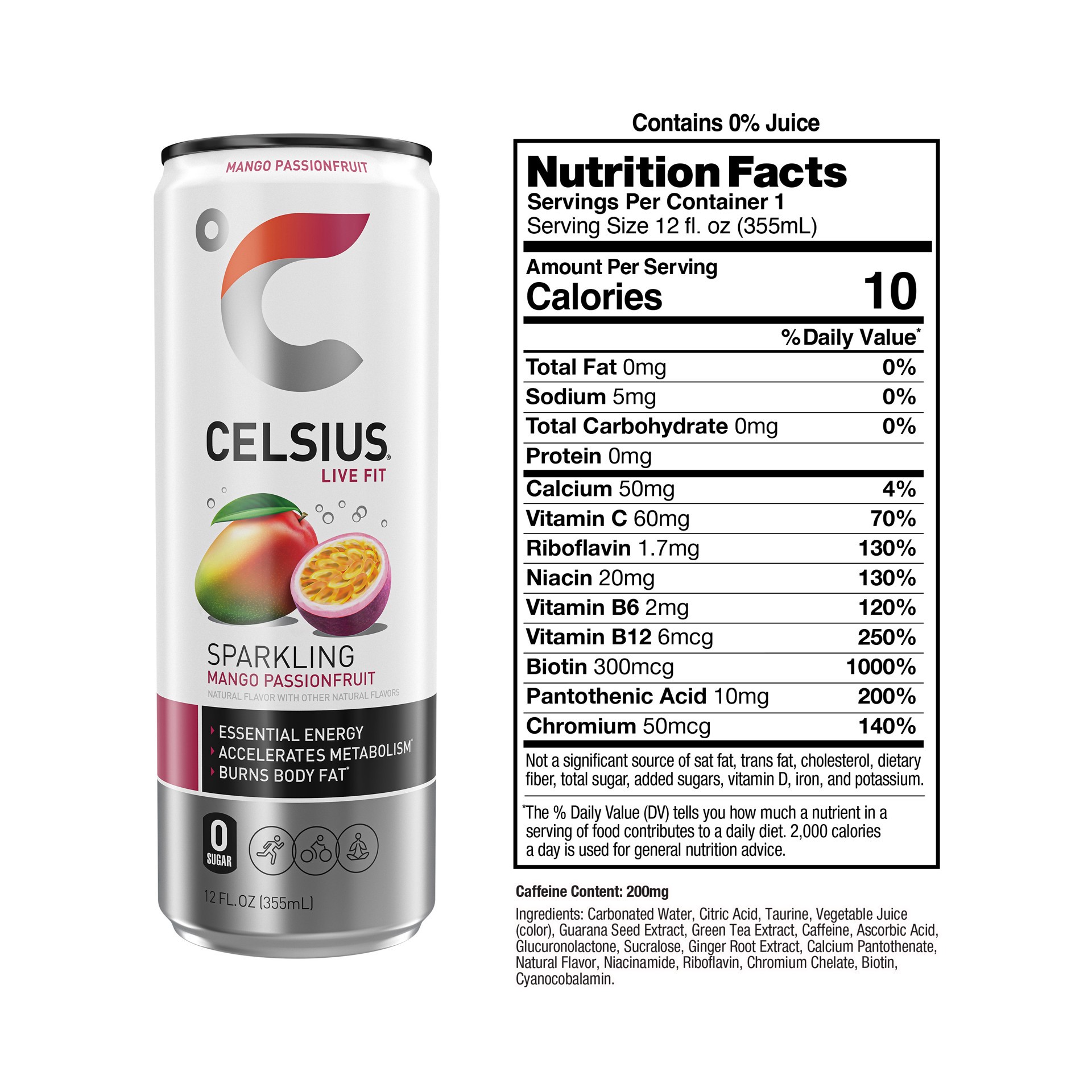 slide 2 of 5, CELSIUS Live Fit Sparkling Mango Passionfruit Energy Drink 4 - 12 fl oz Cans, 4 ct