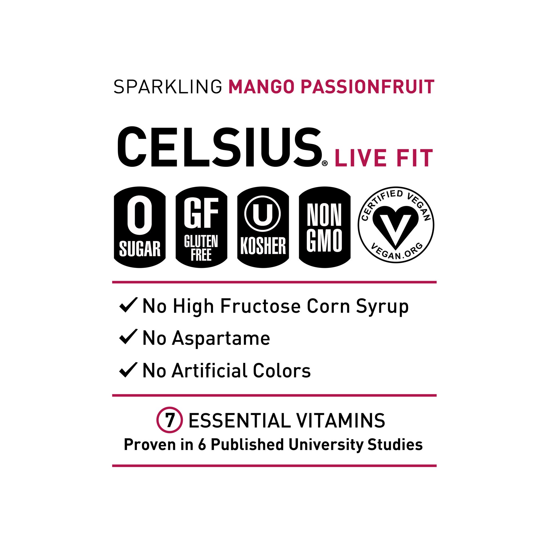 slide 4 of 5, CELSIUS Live Fit Sparkling Mango Passionfruit Energy Drink 4 - 12 fl oz Cans, 4 ct