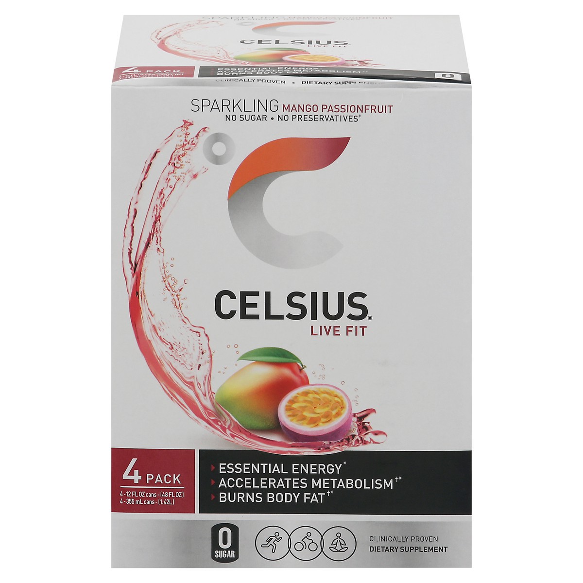 CELSIUS Sparkling Mango Passionfruit, Functional Essential Energy Drink