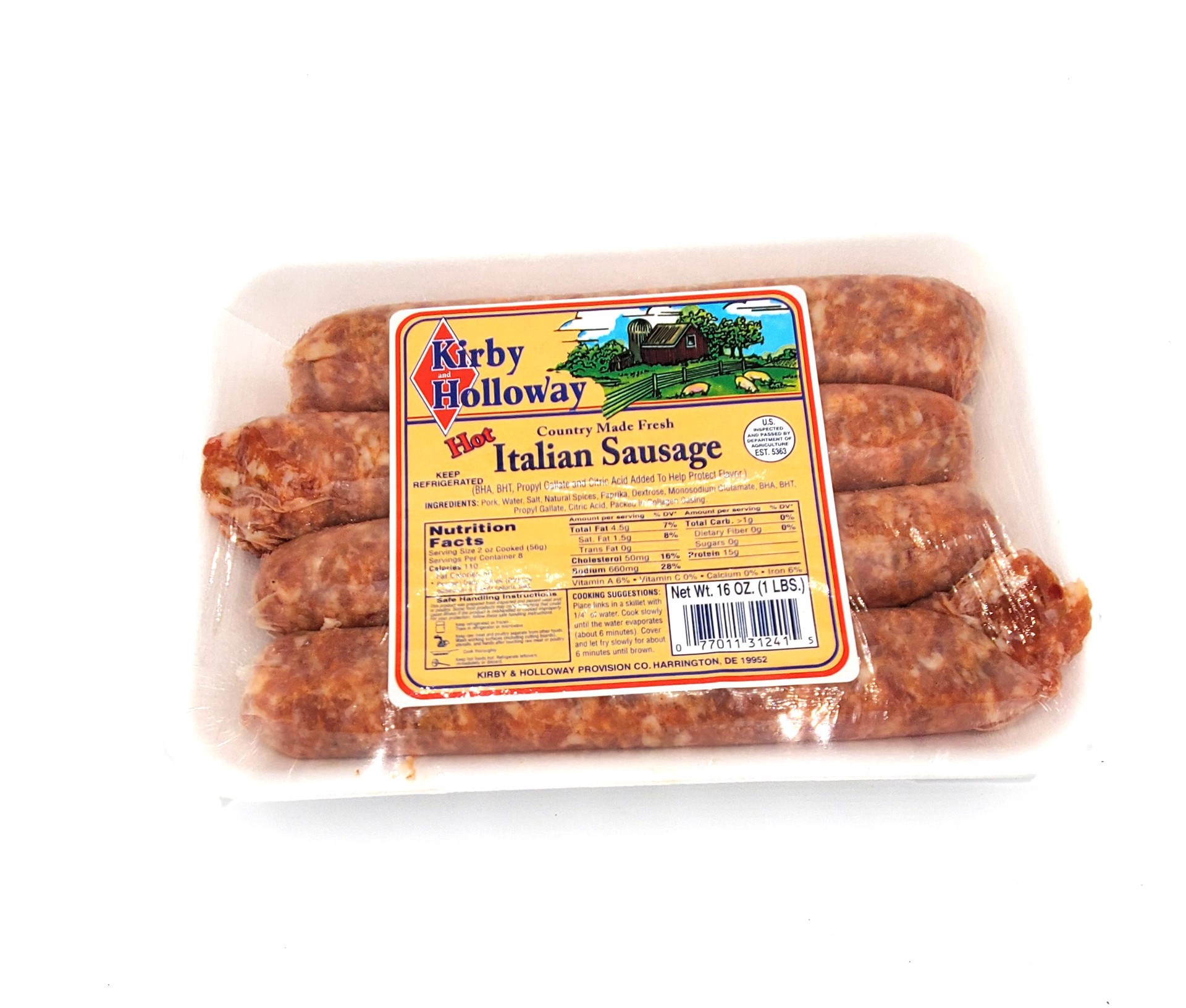 slide 1 of 1, K&H Hot Sausage, 16 oz