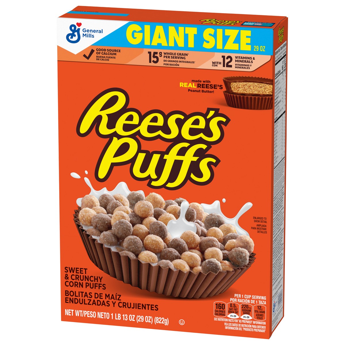 slide 13 of 14, Reese's Puffs REESE''S PUFFS Chocolatey Peanut Butter Cereal, Kid Breakfast Cereal, Giant Size, 29 oz, 29 oz