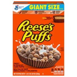 REESE'S PUFFS Chocolatey Peanut Butter Cereal, Kid Breakfast Cereal, Giant Size, 29 oz