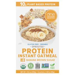 One Degree Organic Foods Gluten Free Sprouted Banana Brown Sugar Protein Instant Oatmeal