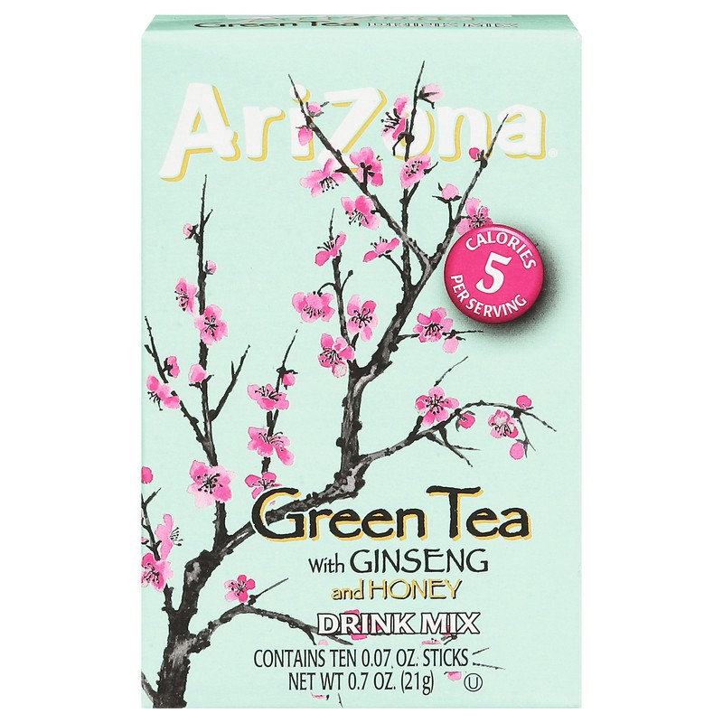 slide 1 of 1, AriZona Green Tea with Ginseng and Honey Drink Mix 10 - 0.07 oz Sticks, 10 ct; 0.7 oz