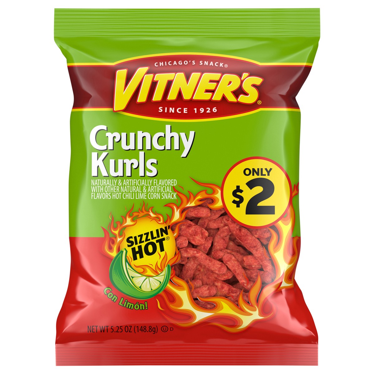 slide 1 of 2, Vitners Crunchy Kurl Sizzlin Hot 5.25oz - 5.25 Oz, 5.25 oz