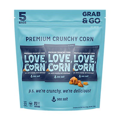 slide 1 of 1, LOVE CORN Delicious Crunchy Sea Salt Corn Snack Packs 5 - 0.7 oz Bags, 5 ct