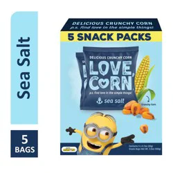 LOVE CORN Delicious Crunchy Sea Salt Corn Snack Packs 5 - 0.7 oz Bags