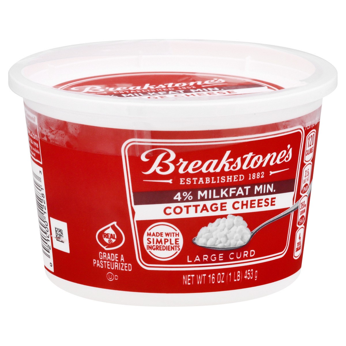 slide 4 of 11, Breakstone's Large Curd Cottage Cheese with 4% Milkfat, 16 oz Tub, 453 g