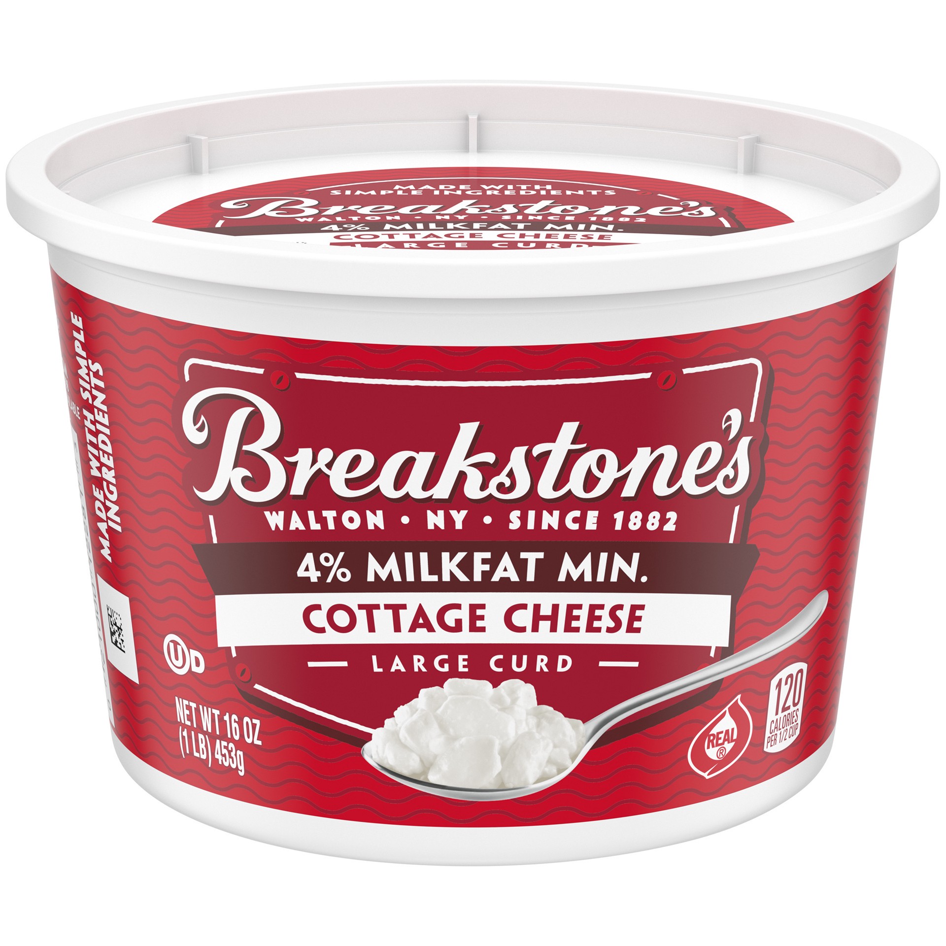 slide 1 of 11, Breakstone's Large Curd Cottage Cheese with 4% Milkfat, 16 oz Tub, 16 oz