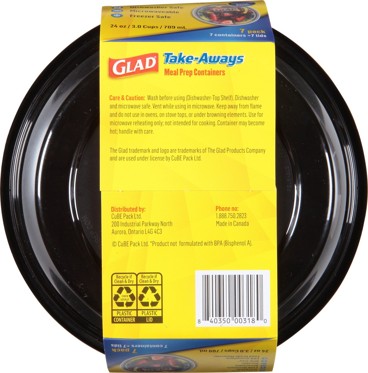 slide 2 of 11, Glad 24 Ounce Round Take-Aways Meal Prep Containers 7 ea, 7 ct