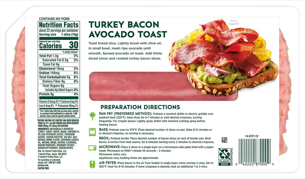 slide 8 of 8, JENNIE-O Turkey Bacon, 12 oz