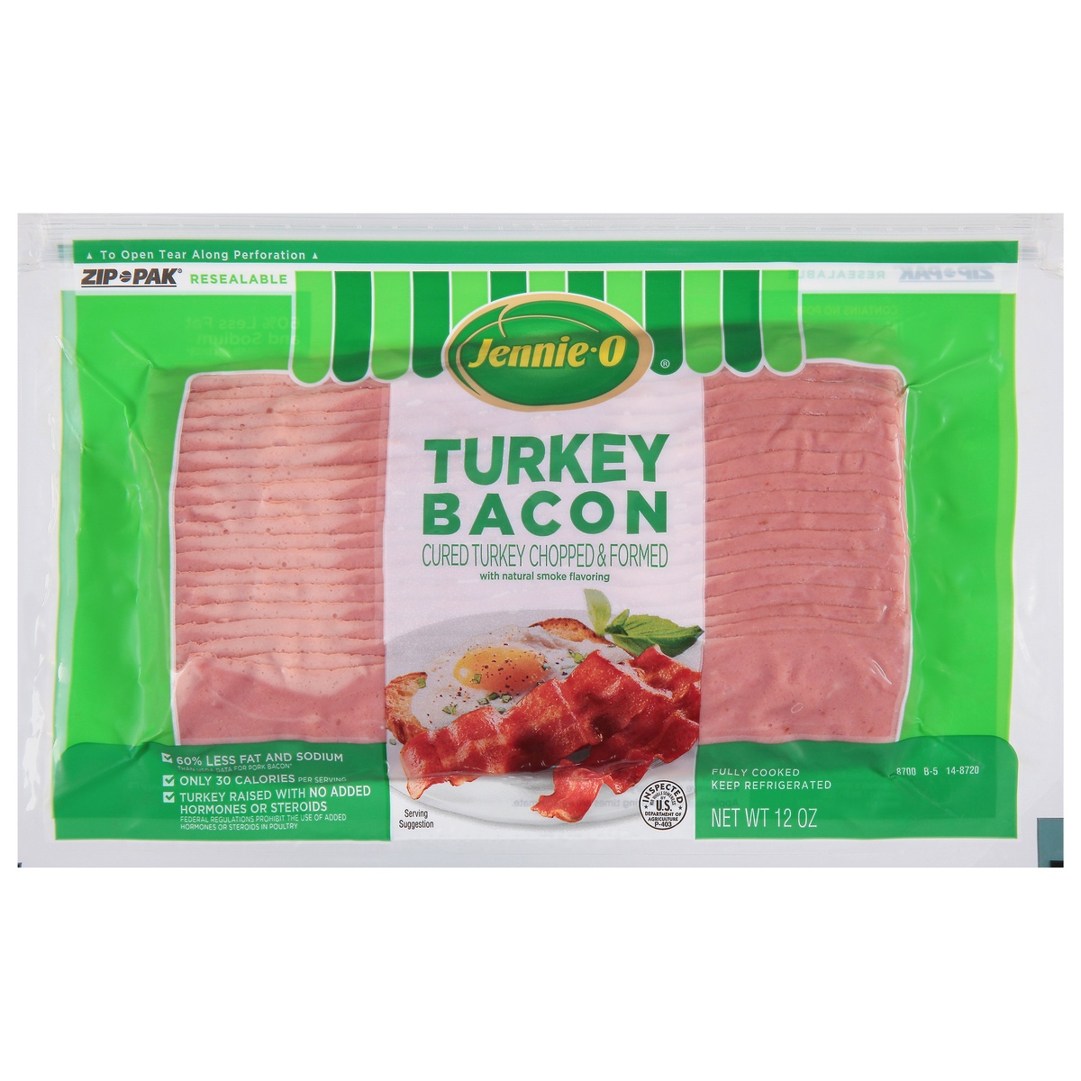 slide 1 of 1, Jennie-O Turkey Bacon 12 oz, 12 oz