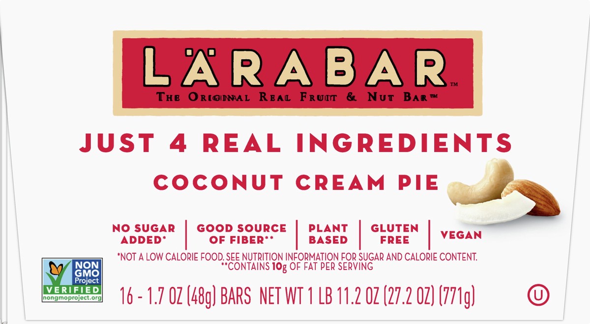 slide 2 of 10, LÄRABAR Coconut Cream Pie, Gluten Free Vegan Fruit & Nut Bar, 16 Ct, 16 ct