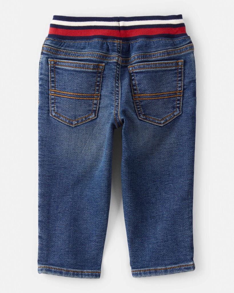 slide 2 of 3, Baby Boy Varsity Waistband Denim Jeans Navy 24M, 1 ct
