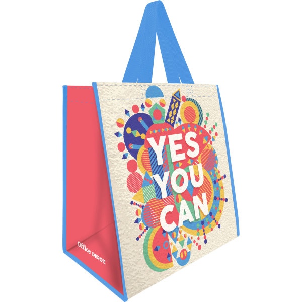 slide 1 of 1, Office Depot Brand Reusable Shopping Bag, 13-1/2"H X 15"W X 9-1/4"D, Yes You Can, 1 ct