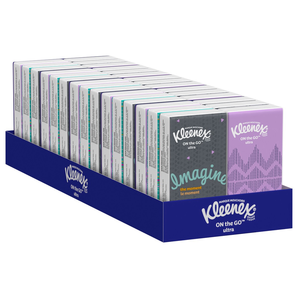 slide 3 of 9, Kleenex On-the-Go Facial Tissues, Tissues Travel Size, 6 Packs, 10 Tissues per Box, 3-Ply (60 Total Tissues), 6 ct