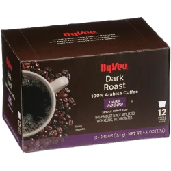 Hy-vee Dark Roast 100% Arabica Coffee Single Serve Cups - 12 ct