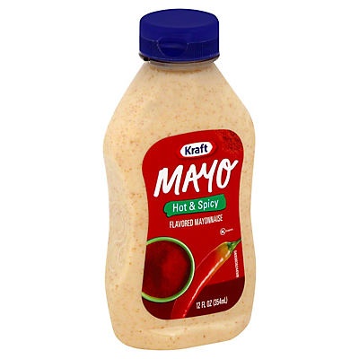 slide 1 of 1, Kraft Hot & Spicy Flavored Mayonnaise Squeeze Bottle, 12 oz