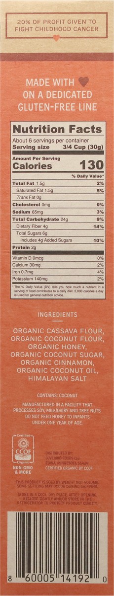 slide 9 of 9, Lovebird Cinnamon Grain-Free Cereal 7 oz, 1 ct