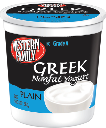 slide 1 of 1, Western Family Greek Nonfat Yogurt Plain, 24 oz