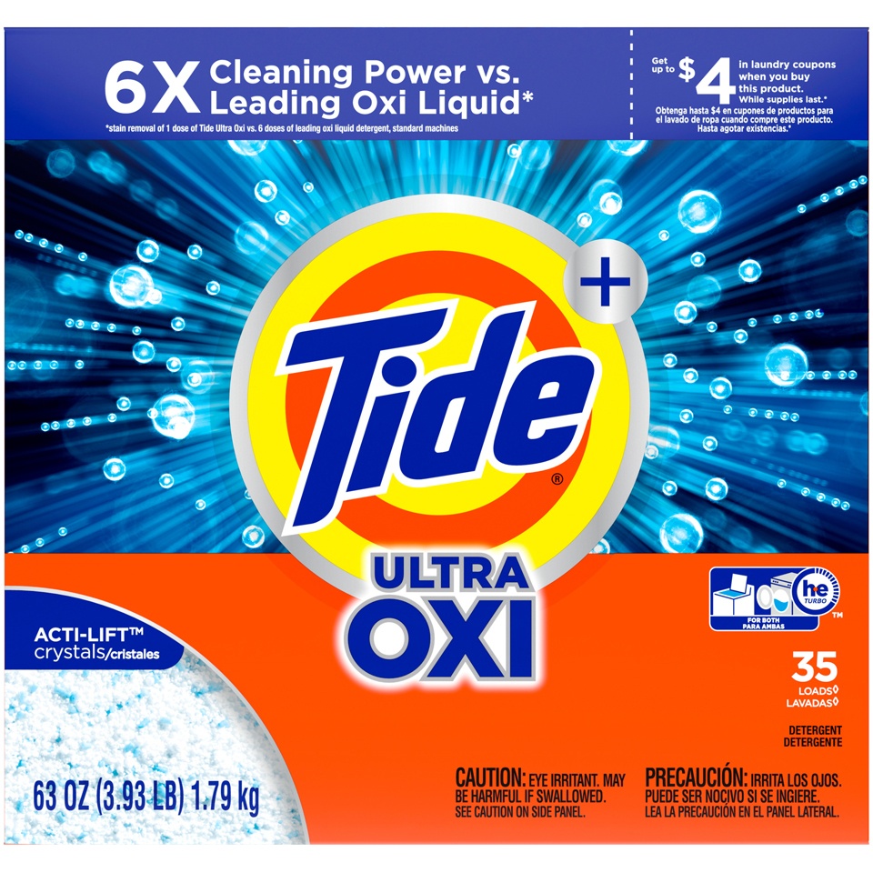 slide 1 of 3, Tide Ultra Oxi Powder Laundry Detergent, 63 oz