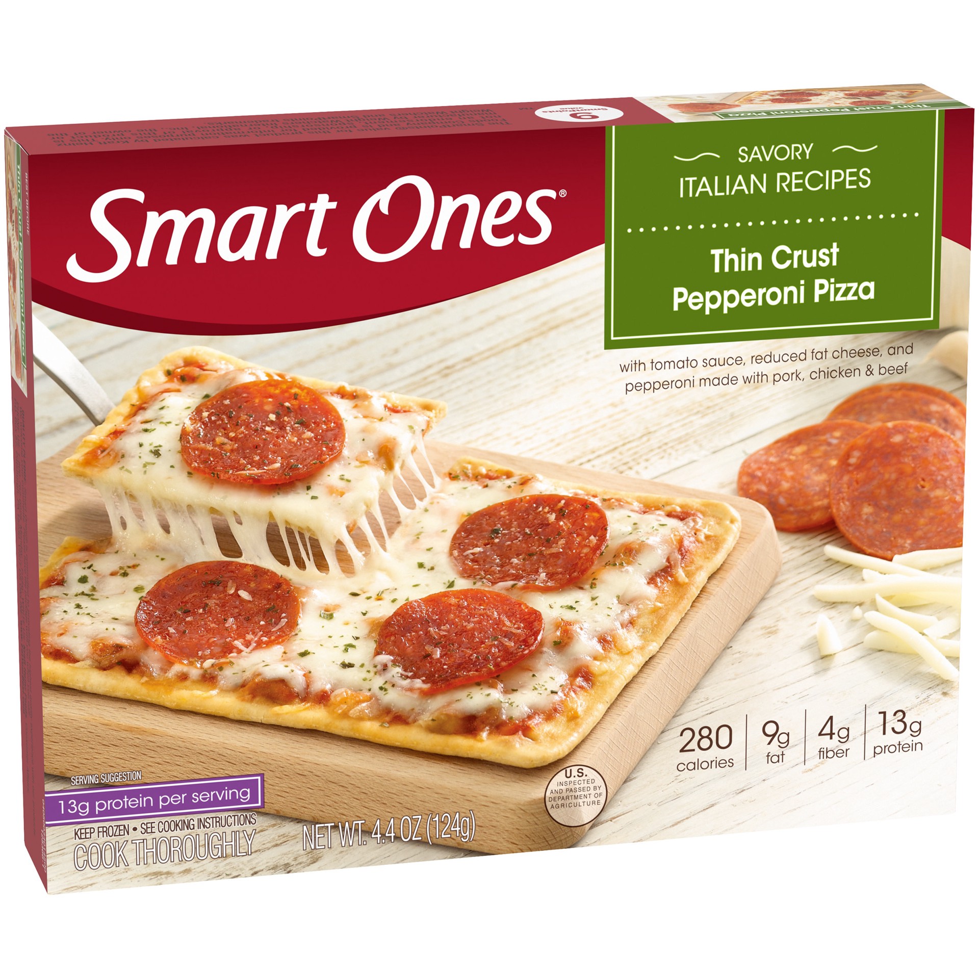 slide 3 of 5, Smart Ones Thin Crust Pepperoni Pizza Frozen Meal, 4.4 oz Box, 4.4 oz