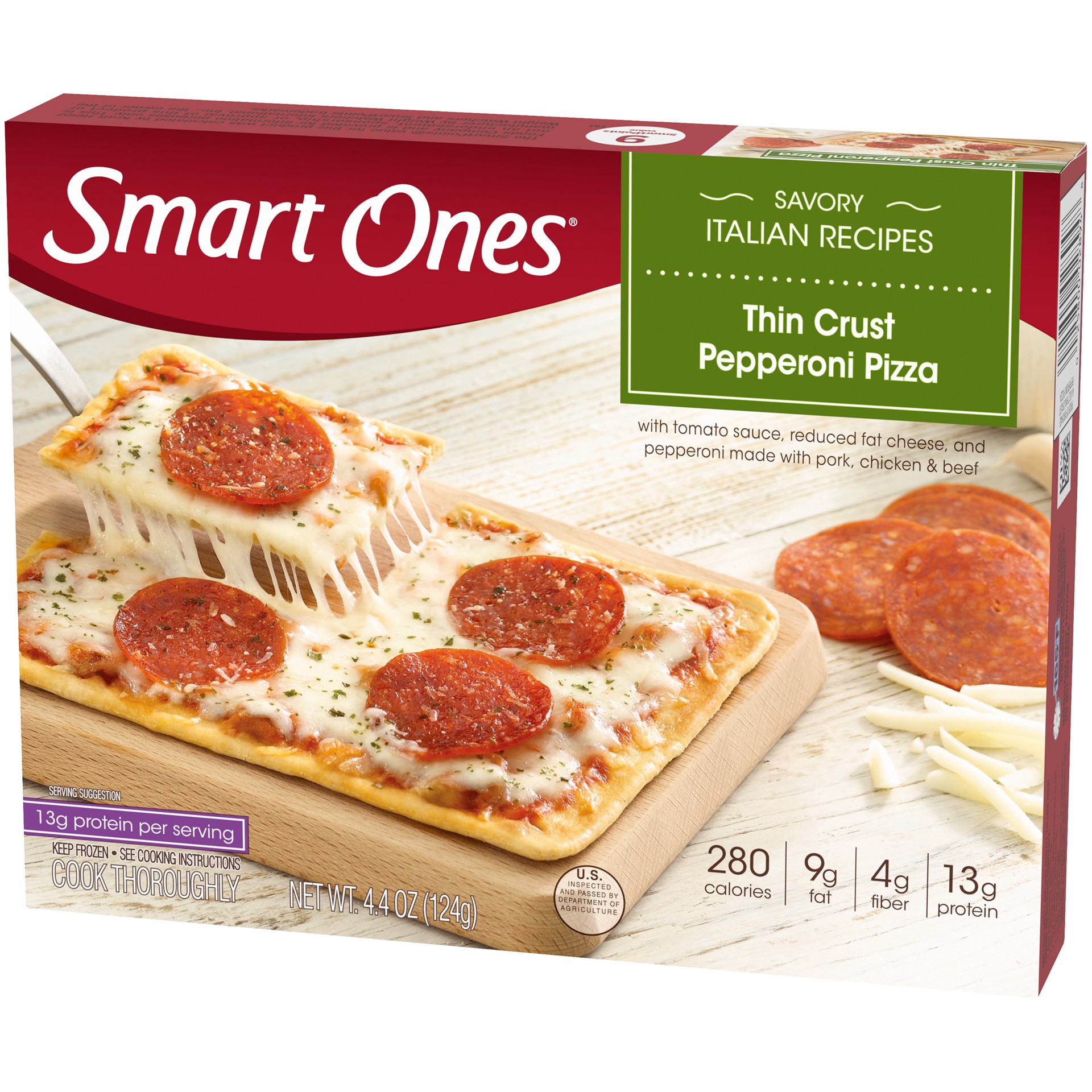 slide 2 of 5, Smart Ones Thin Crust Pepperoni Pizza Frozen Meal, 4.4 oz Box, 4.4 oz