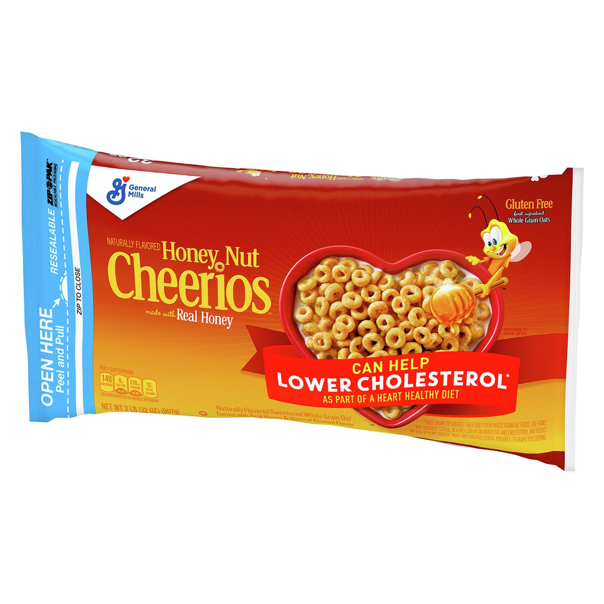 slide 2 of 12, Cheerios Honey Nut Cheerios Heart Healthy Cereal, 32 OZ Resealable Bag, 2 lb