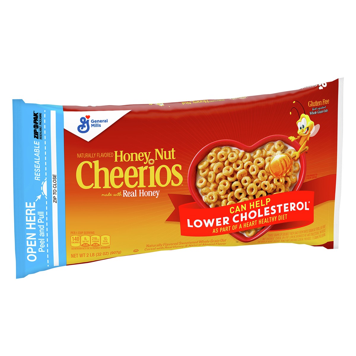 slide 6 of 12, Cheerios Honey Nut Cheerios Heart Healthy Cereal, 32 OZ Resealable Bag, 2 lb